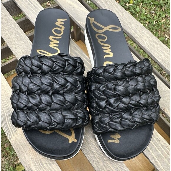 SAM EDELMAN Ainslie Black Braided Woven Slip-On Slide Sandals - Size 8.5 - Picture 8 of 14